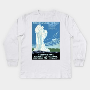 Vintage Travel Poster USA Yellowstone National Park Kids Long Sleeve T-Shirt